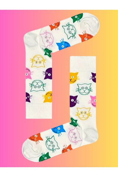 Shuttle Park Εισαγόμενες κάλτσες ειδικής σειράς Happy Cat με μοτίβο γραπτές κάλτσες Πολύχρωμες διασκεδαστικές άνετες κάλτσες σε στυλ σχεδίασης