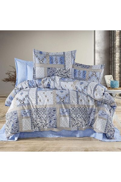 Pucioasa Blue mosaic double bed linen, RNFN232