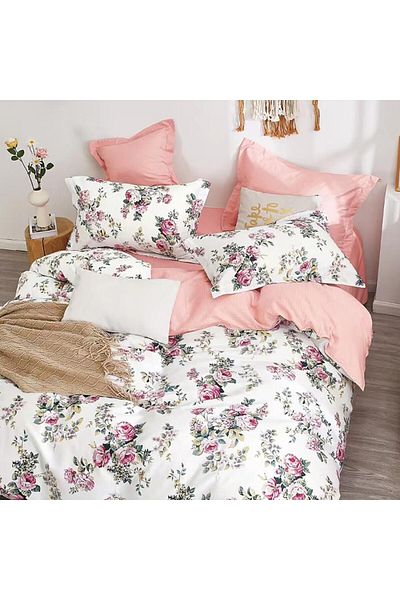 Pucioasa Double percale bed linen 6 pieces 100% cotton, roses