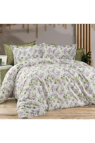 Pucioasa Green double bed linen with flowers, RNFN223
