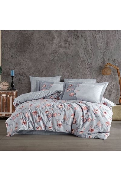 Hobby home collection Lenjerie pat poplin percale, Hobby home collection, Flori, Benita Gri