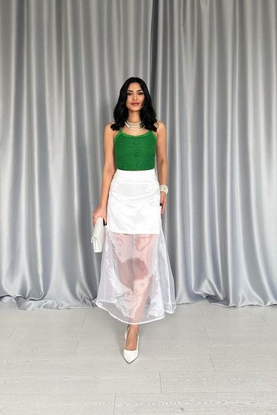 Moka Shopin Fusta Atlas cu detaliu din organza albă MokaShopin
