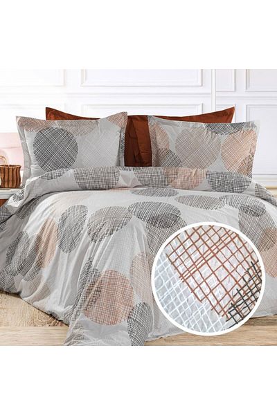 Pucioasa Double crepe bed linen with elastic for mattress 160x200cm, 100% cotton, circles