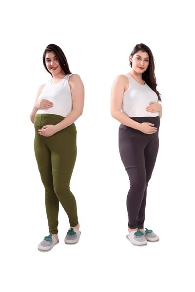 Tummy Pack of 2 Viscose Solid High Waist Maternity Leggings