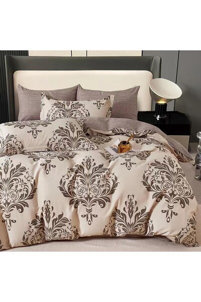 Pucioasa Lenjerie de pat dublu percale, bumbac 100%, imprimeu clasic baroc