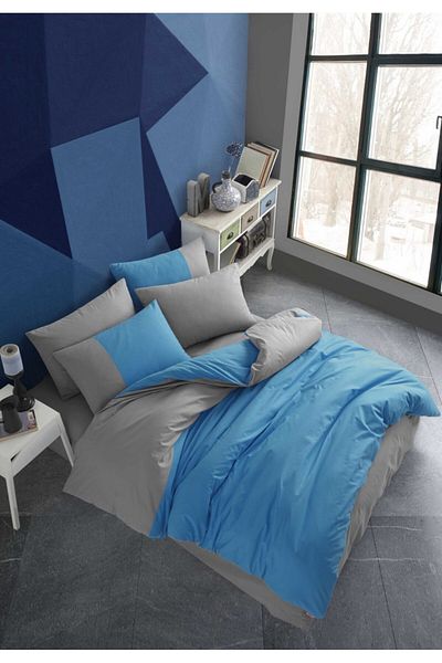 Hobby home collection Lenjerie pat poplin percale,Hobby home collection, Diamond Blue, Anthracite