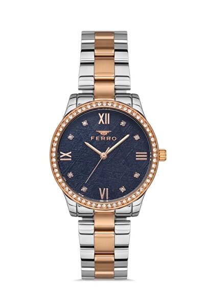 FERRO Rose ve Gümüş Çelik Kordon Kadın Kol Saati FL21286A-E3