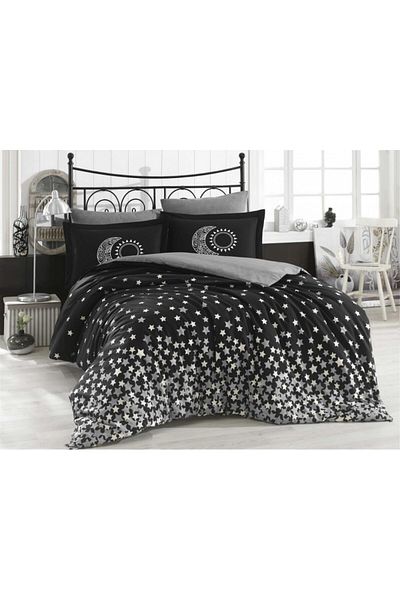 Hobby home collection Lenjerie de pat bumbac 100% poplin, Hobby home collection, Stars Black