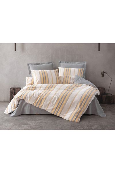 Cotton Box Striped double bed linen, Force of Nature, Tribus Galben