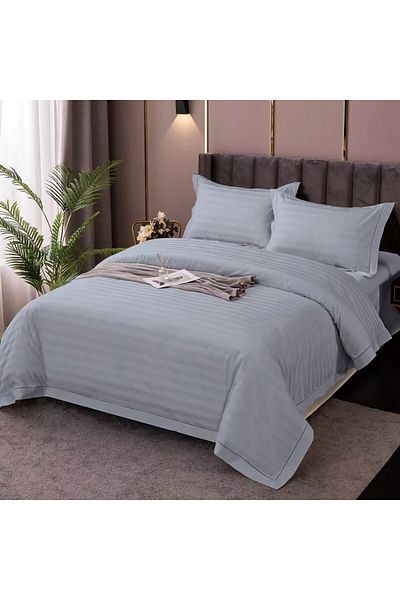 Pucioasa Double bed linen in polycotton damask, 6 pieces, Pucioasa, IMP14 Grey