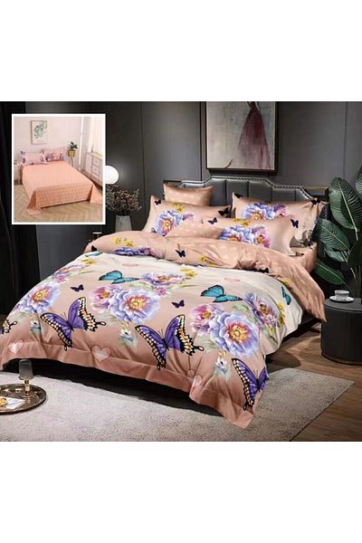 Pucioasa 6-piece fine double bed linen, Purple Butterflies (FN188)