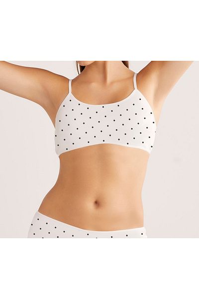 Kom White Capless Polka Dot Liyasete Captain (Büstiyer)
