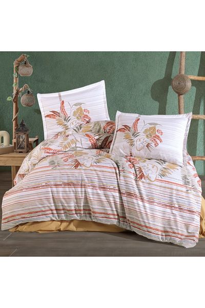 Pucioasa Double bed linen made of 100% cotton ranforce, tropical leaves, Oliva