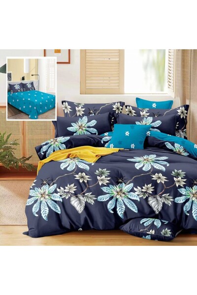 Pucioasa 6-piece fine double bed linen, Flowers and Leaves (M258)