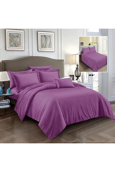 Pucioasa Purple bed linen, 6 pieces, polycotton damask, double bed
