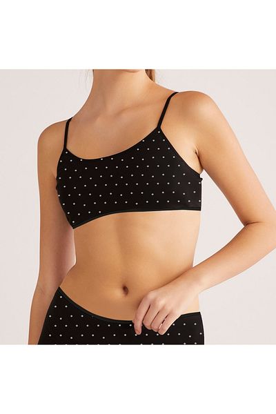 Kom Women's Black Capless Polka Polka Bustier K..M.R.O.Z.El.2.T.