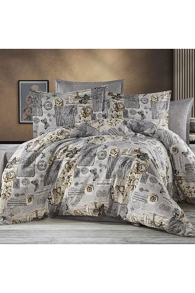 Pucioasa Double bed linen, grey, vintage pattern, RNFN226