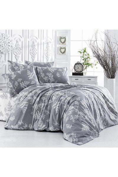 Pucioasa Double grey bed linen with twigs, RNFN 215