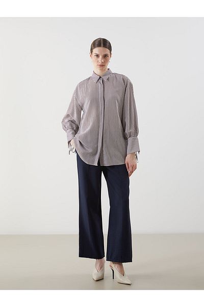 LC Waikiki Black Elastic Waist Wide Leg Women's Trousers