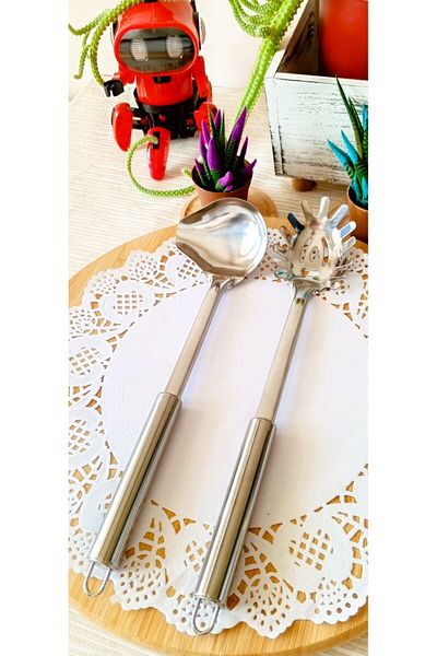 TARIK HOME Set of 2 Stainless Steel Sauce Ladle - & - Stainless Steel Pasta Ladle