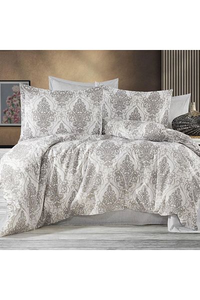 Pucioasa Double bed linen gray with white baroque pattern, RNFN227
