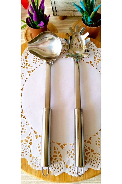 TARIK HOME Set of 2 Stainless Steel Sauce Ladle - & - Stainless Steel Pasta Ladle