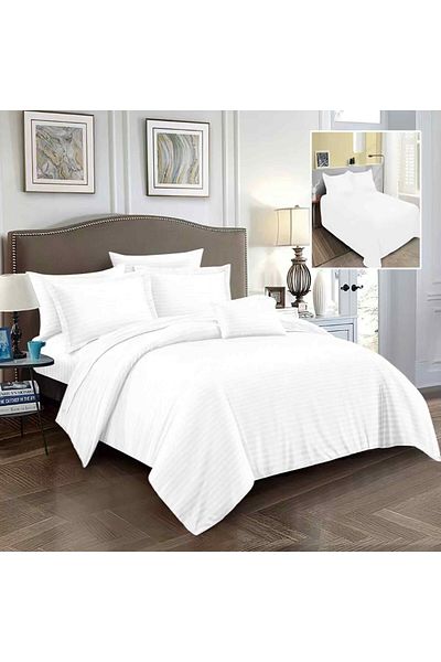 Pucioasa Lenjerie de pat damasc horeca alba, policoton, 4 piese, IMP24