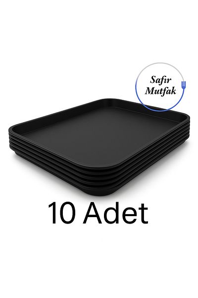 Gül Plastik 10Pcs 27X35 cm Black Tray - for Serving, Fast Food and Consumables Applications