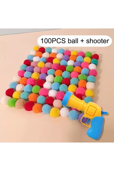 Choice 1 Holder 100pcs ball Cat Toys Interactive Launch Training Creative Kittens Mini Pompoms Games Stretc