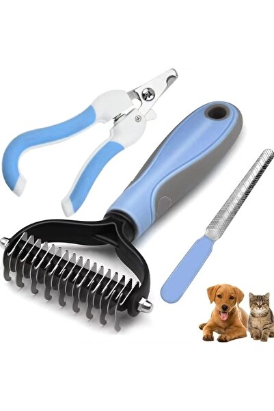 Busstier 3'lü Evcil Hayvan Bakım Seti - Kıtık Açıcı Tarak, Tırnak Makası ve T...