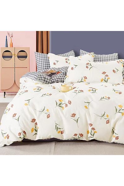 Pucioasa Double percale bed linen, 100% cotton, yellow flowers