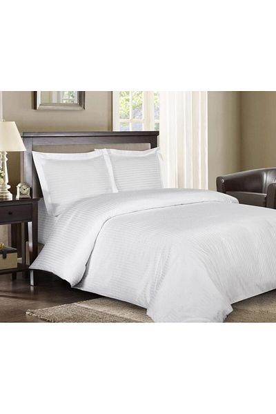Pucioasa Thick damask bed linen with elastic for 140x200cm mattress - White