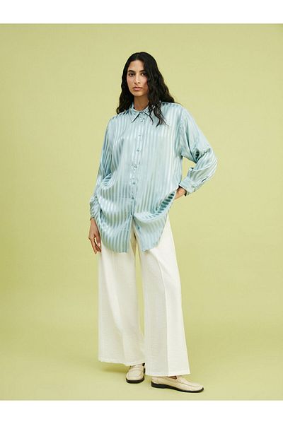 LC Waikiki بنطال نسائي بطيات بخصر مطاطي من LCW Modest Ecru