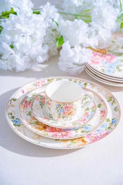 ACAR Freya 19 Piece Porcelain Cake-Treat Set for 6 People Ncy-07078