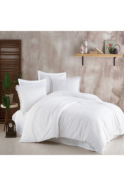 Pucioasa Lenjerie de pat jacquard ranforce, Pucioasa, Estina V6 Alba