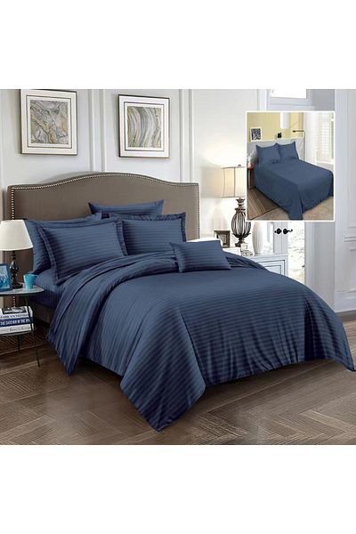 Pucioasa Blue bed linen, 6 pieces, polycotton damask, double bed