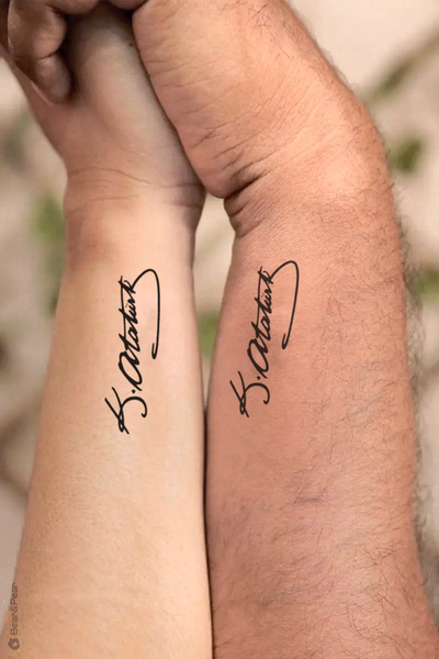 BearPear Atatürk Dövmesi 12'li Atatürk Imzası Geçici Dövme Tattoo