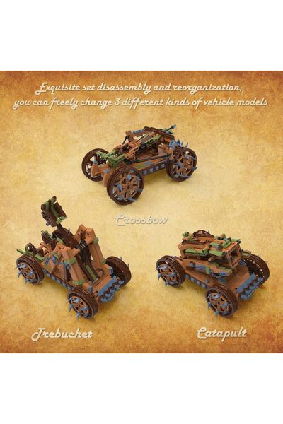 JMBricklayer 3'ü 1 Arada Ortaçağ Mancınık Seti, Eğitici 3D Bulmaca Yapı Oyuncağı