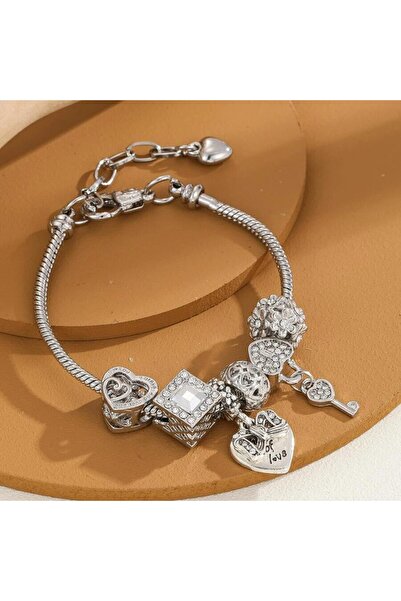 Choice سوار أوبيجا ASL70029 على شكل قلب حب مع قلادة زجاجية كلاسيكية من حجر ال...