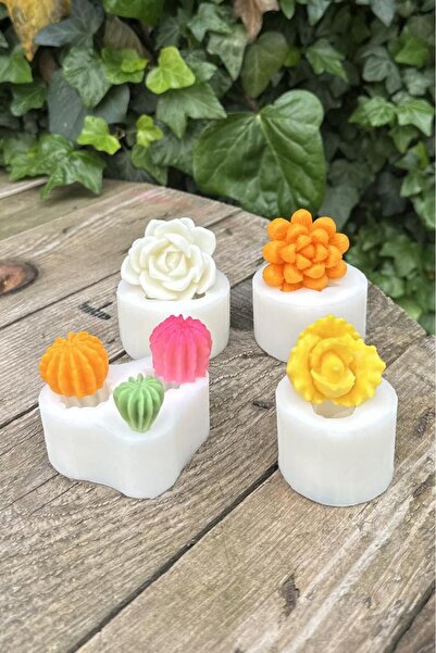 rufus concept Kaktüs Set-2 Mum Kalıpları ( 4 Adet Kalıp ) ( Silikon ) 1 Adet