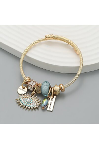 Choice ZT9060 Fashion Multi Element Stainless Steel Circle Panjiadora Beaded Open Bracelet Suitable for Wom