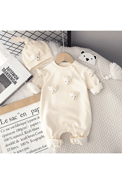 nannie Cute Bear Kids Cream Jumpsuit - 6-9 months