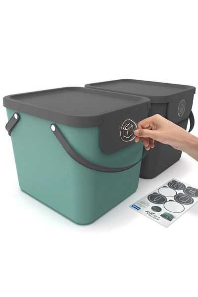 Rotho Selective waste bin 40L, green, Albula