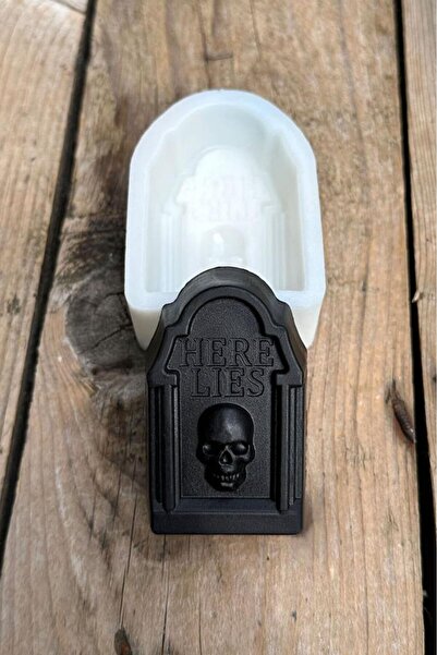 rufus concept Mezar Taşı Here Lies - Kuru Kafa Silikon Mum Kalıbı