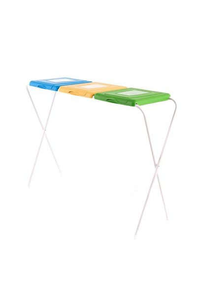 JOTTA Garbage bag holder, selective collection, 3 compartments, green-yellow-blue, Flipo