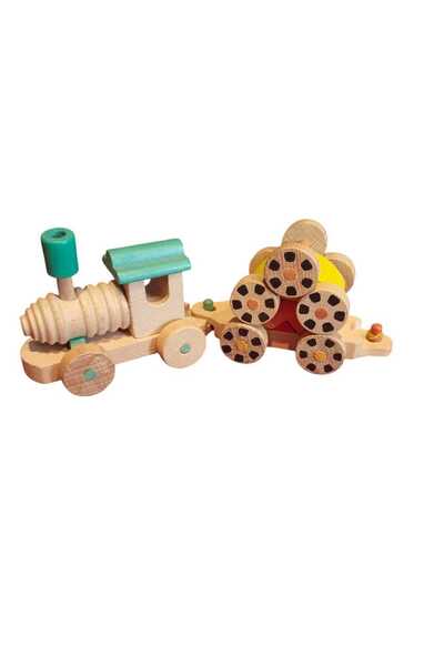 WOODTOY'S ORGANİK OYUNCAK DÜNYASI 3'LÜ DÖNEN TEKER VAGONLU TREN
