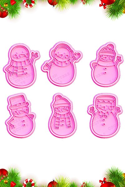 Hobist قالب بسكويت رجل الثلج للعام الجديد مع 6 رجل ثلج مختلف - قالب لب السكر