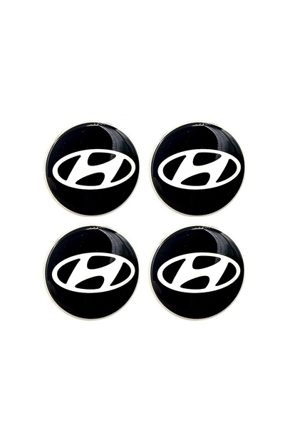 BsElektronik Hyundai Design Sticker, Black Wheel Hub 5.5cm Compatible