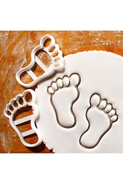 Hobist طقم بصمة قدم الطفل على اليمين واليسار، قالب البسكويت وقوالب لب السكر ب...