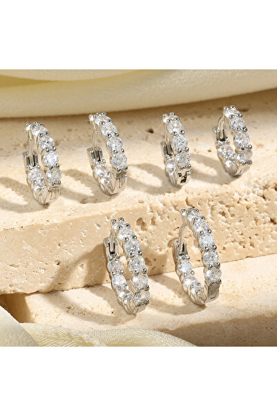 Choice مجموعة فضية اللون من Yupsk مكونة من 6 قطع من أقراط الأذن اللامعة من ال...